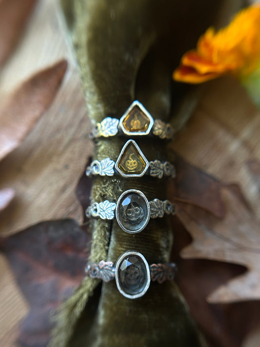 Pumpkin Ring with tourmaline or zultanite gems- Sterling silver jewelry